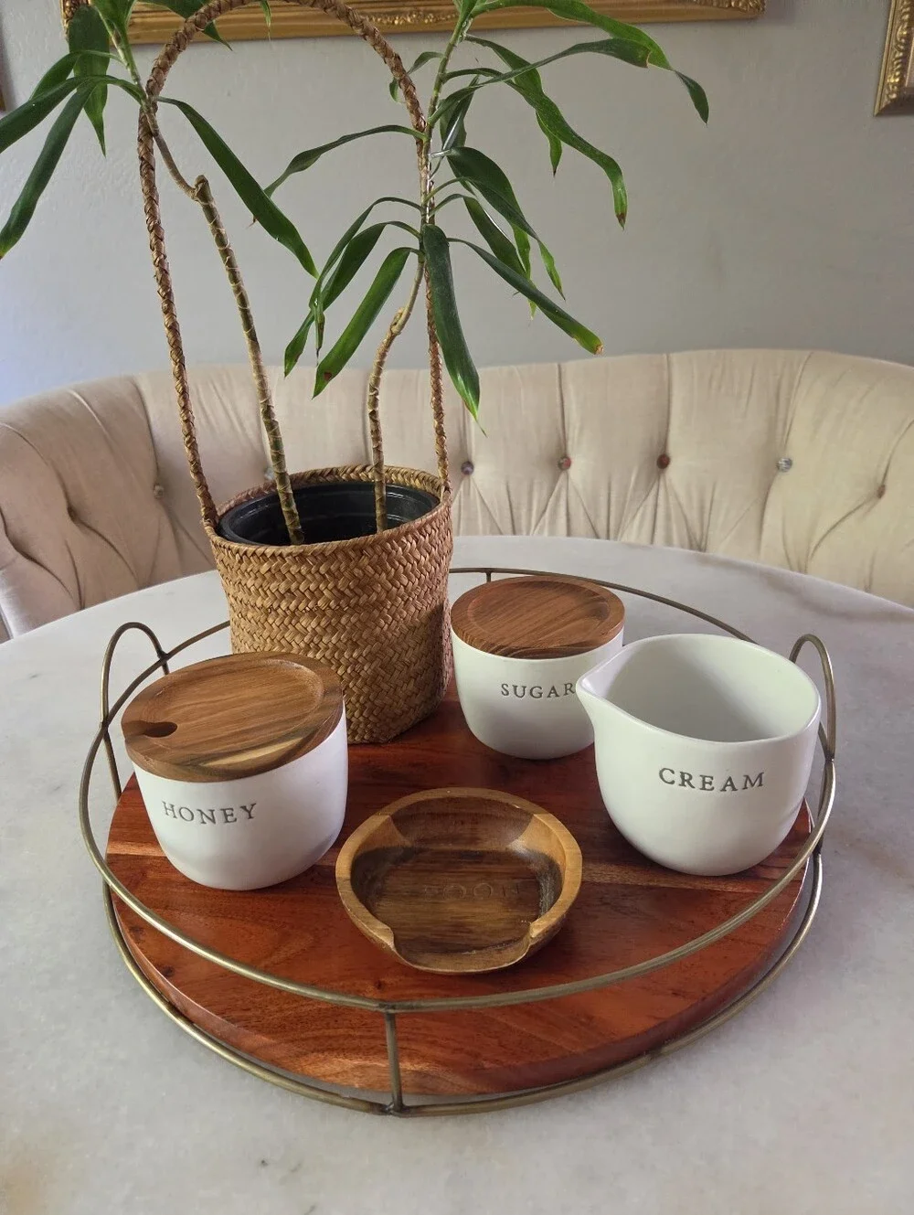 Hearth & Hand Magnolia Stoneware 4pc Set - Sugar, Honey Cream, and Spoon Rest
